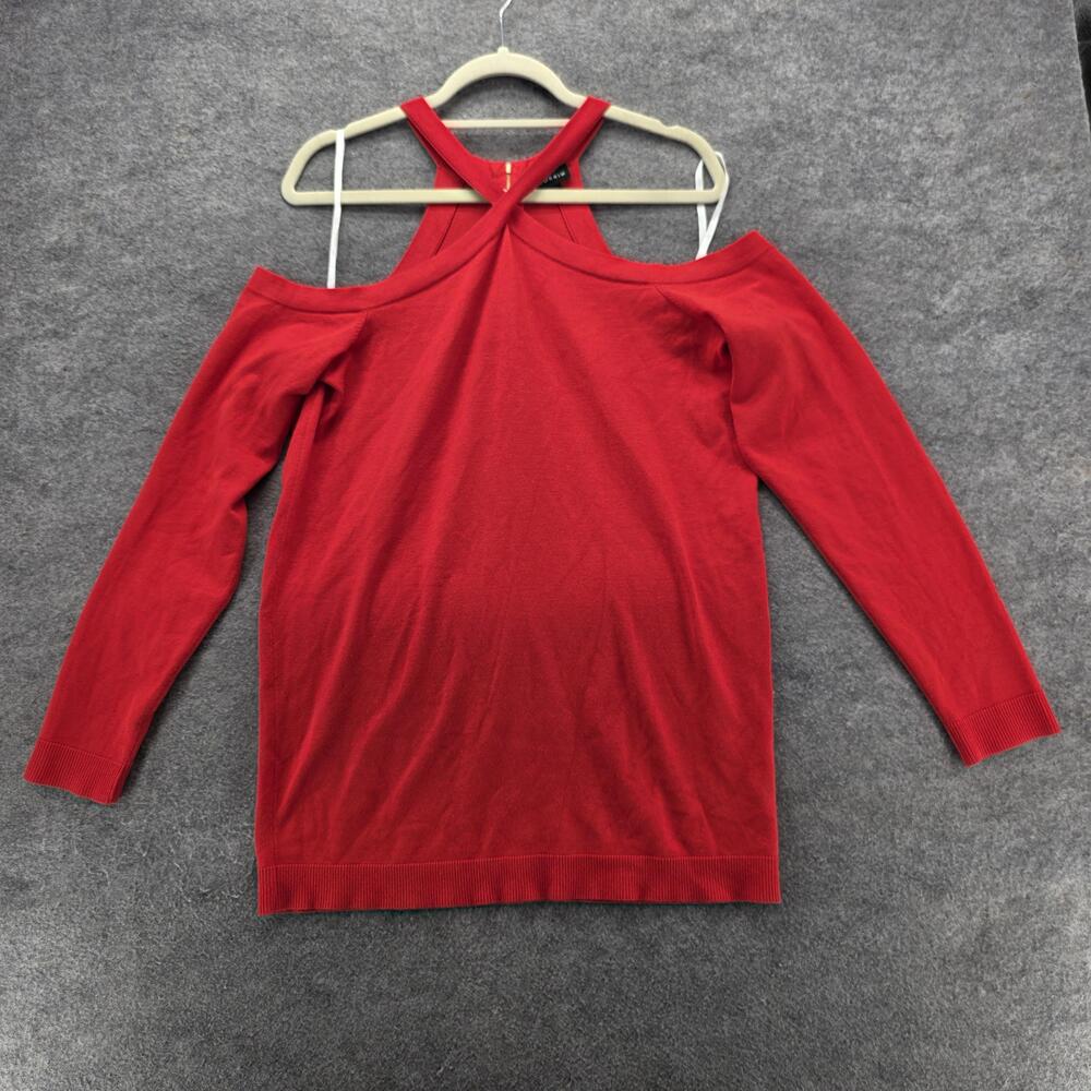 Torrid Sweater Womens 1X Red Cold Shoulder Halter Crisscross Plus Size Top Knit